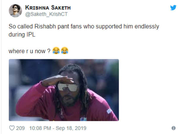 പന്ത് ആരാധകര് എവിടെ?